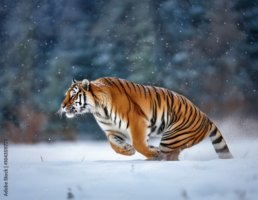 Obraz premium Siberian Tiger in the snow (Panthera tigris)
