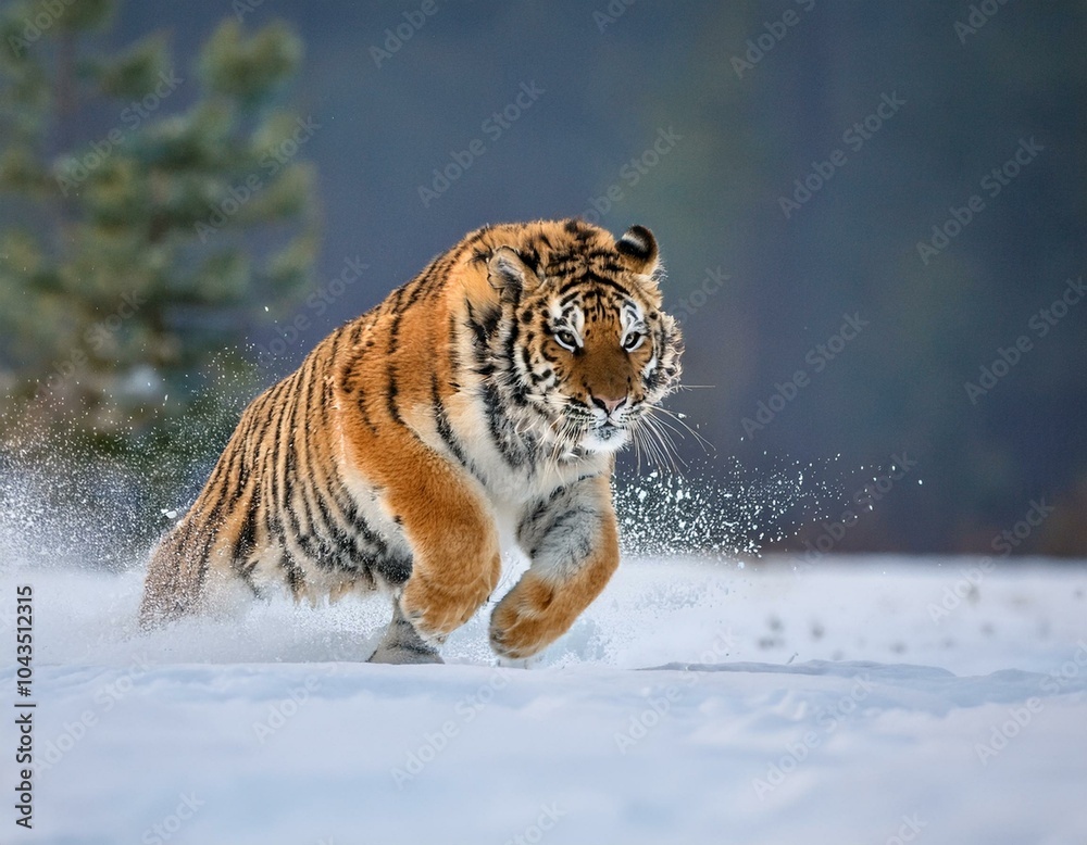 Obraz premium Siberian Tiger in the snow (Panthera tigris)