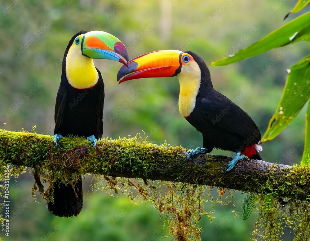 Fototapeta premium Ramphastos sulfuratus, Keel-billed toucan The bird is perched on the branch in nice wildlife natural environment of Costa Rica