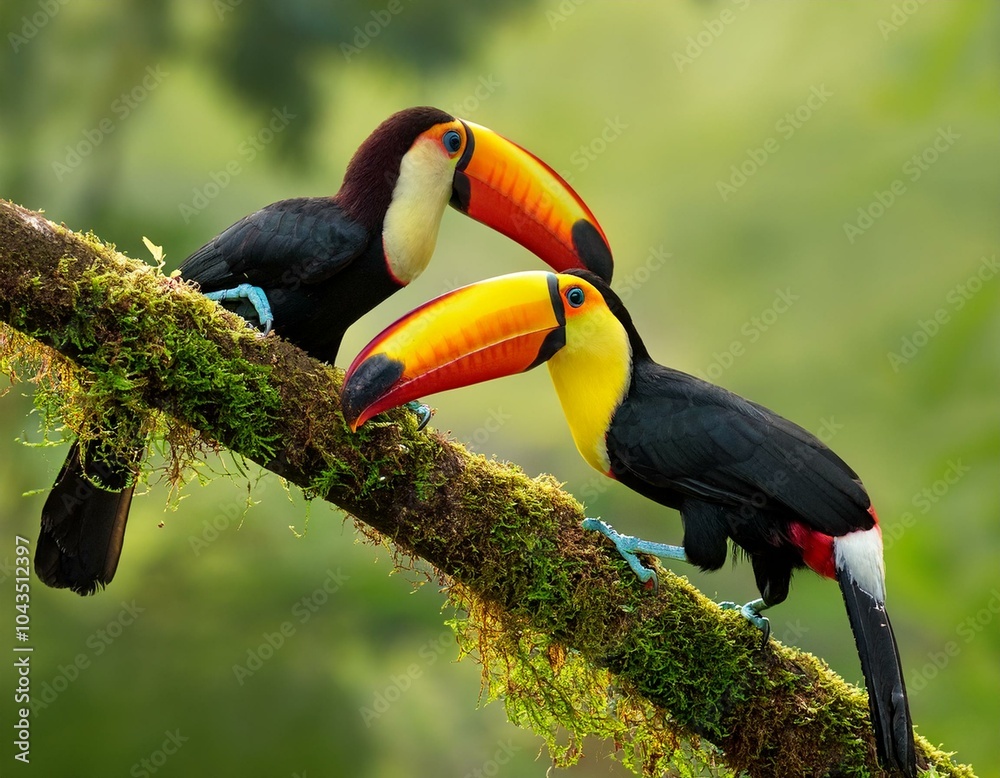 Obraz premium Ramphastos sulfuratus, Keel-billed toucan The bird is perched on the branch in nice wildlife natural environment of Costa Rica