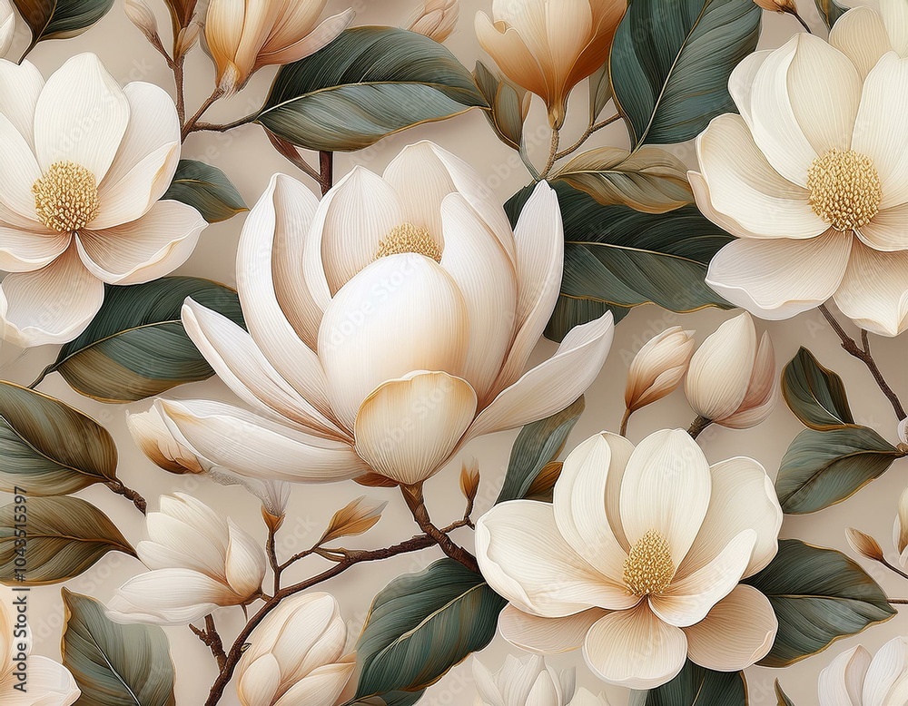 Obraz premium Peony flower, mint color leaf, wallpaper, background, mural art, interior decor