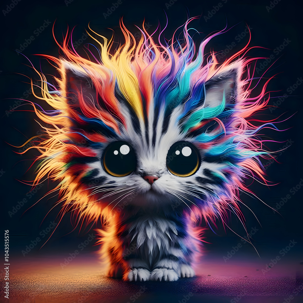 Adorable 3D Rainbow Cat - LGBT Friendship Concept Art Adorable 3D Rainbow Cat - LGBT Friendship Concept Art