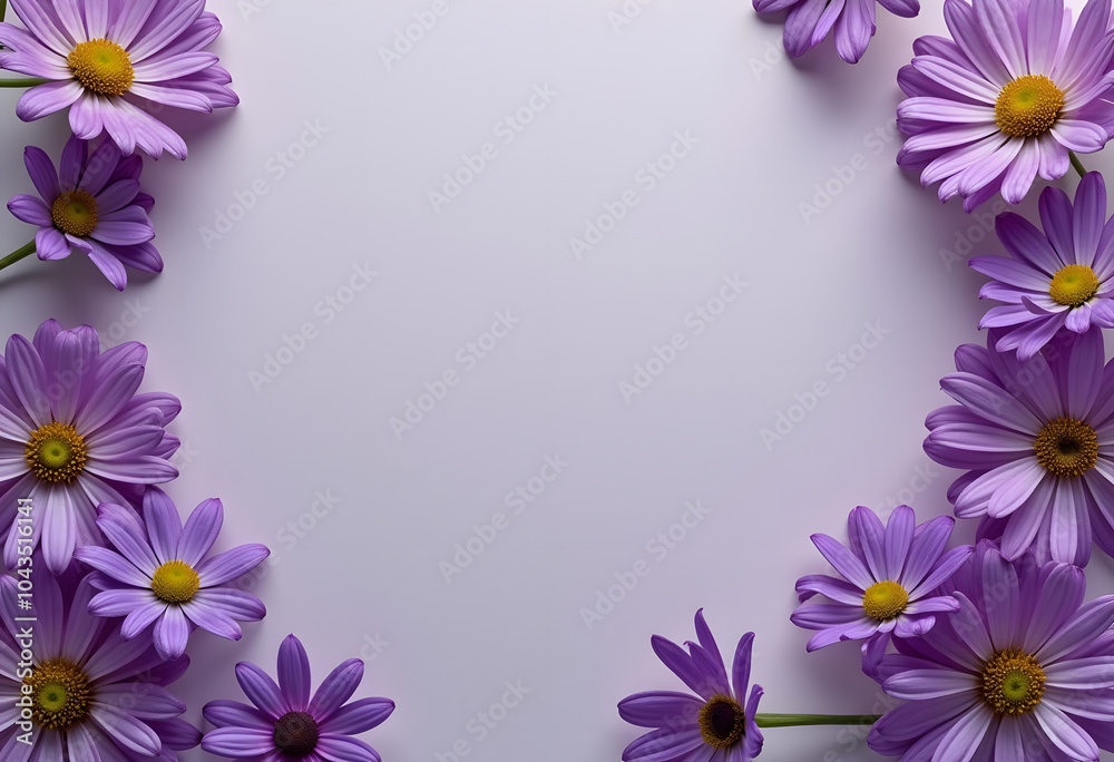 A striking arrangement of purple flowers set against a minimalist gray background. The vibrant purple petals stand out beautifully, creating a visually appealing contrast with the neutral backdrop A striking arrangement of purple flowers set against a minimalist gray background. The vibrant purple petals stand out beautifully, creating a visually appealing contrast with the neutral backdrop