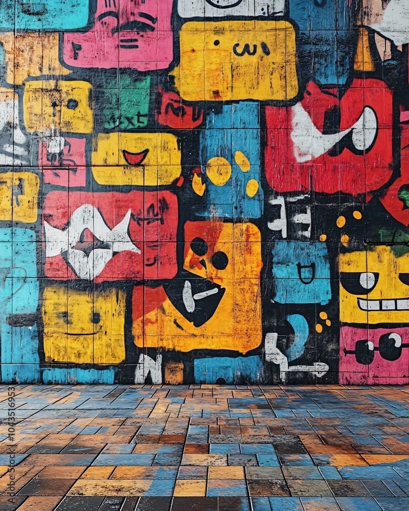 Obraz premium Cartoon graffiti on the wall