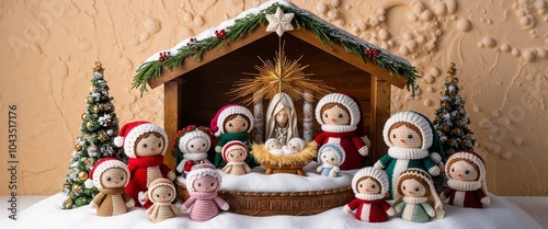 Beautifully crafted Christmas amigurumi scene.