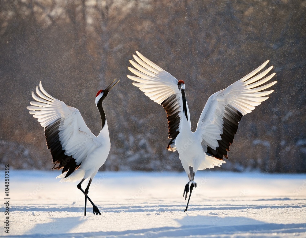 Obraz premium The red-crowned crane . Scientific name: Grus japonensis, also called the Japanese crane or Manchurian crane.