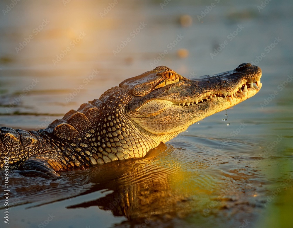 Portrait of Yacare Caiman in blue water of Cano Negro, Costa Rica. Portrait of Yacare Caiman in blue water of Cano Negro, Costa Rica.