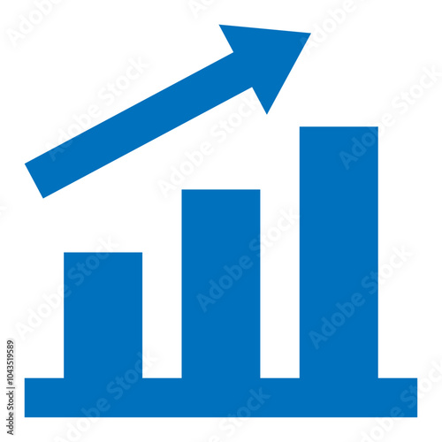 上昇するグラフのアイコン 青