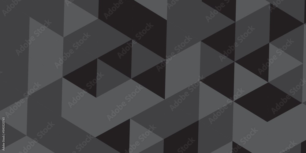 Vector geometric seamless gray and black cube square low polygon background. Triangle shape retro wall grid pattern geometric ornament tile vector square element texture . Vector geometric seamless gray and black cube square low polygon background. Triangle shape retro wall grid pattern geometric ornament tile vector square element texture .