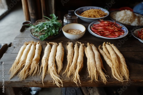 Traditional Ginseng Chinese Health Food photo