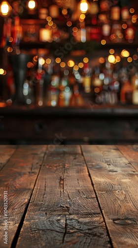 Wooden Table With Blurry Background