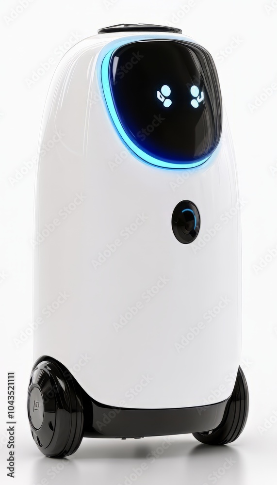 Innovative robot with a friendly design, white isolate background Innovative robot with a friendly design, white isolate background