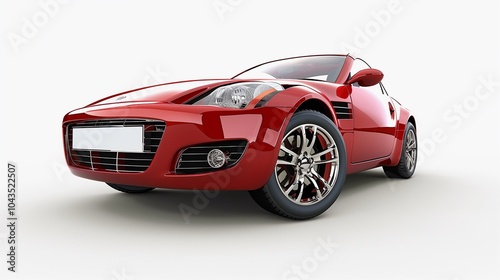 Shiny red sports car showcased on a clean white background, emphasizing its sleek design and modern features. Perfect for automotive branding or luxury vehicle marketing