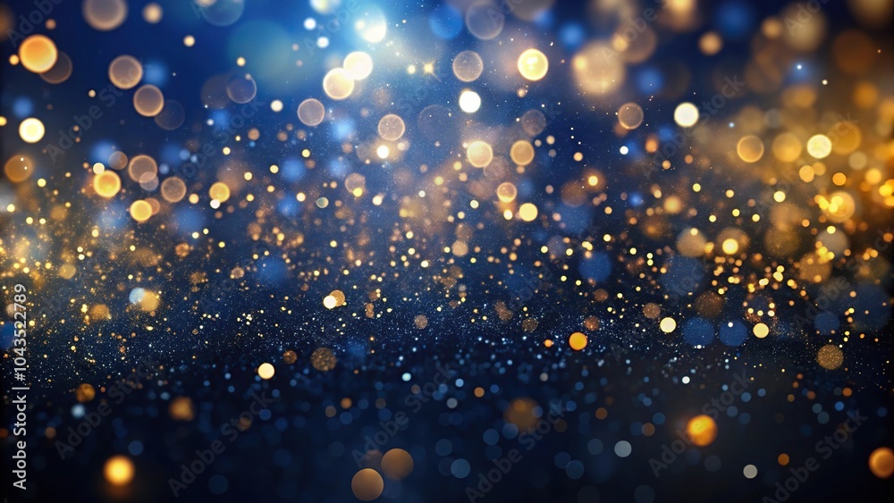 abstract background with dark blue and gold particle bokeh Forced Perspective abstract background with dark blue and gold particle bokeh Forced Perspective