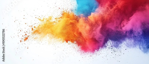 Abstract art colored powder on white background. Holy	
