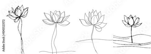 Flat Icon with Lotus Flower. Abstract, minimal illustration. Modern design.