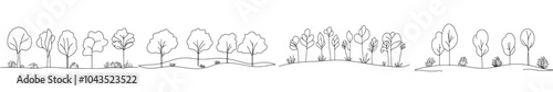 Wallpaper Mural Drawing of a tree with a bush for an eco-friendly garden icon. Hand drawn minimalist design of a modern single line drawing. Torontodigital.ca
