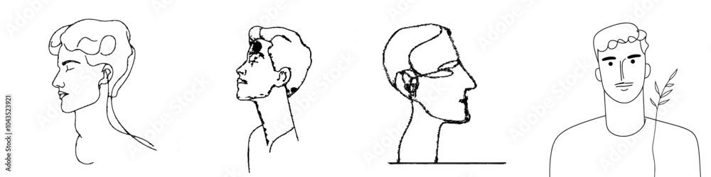 Fototapeta premium An artistic one line drawing of a man showing his hairstyle in a modern style.