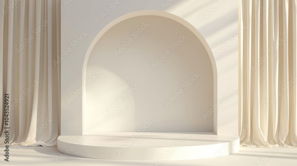 3D White Podium with Curved Arch Backdrop 3D White Podium with Curved Arch Backdrop