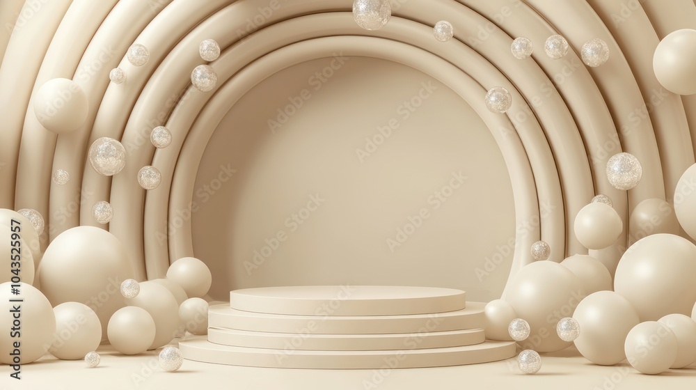 Obraz premium 3D Realistic Empty Beige Podium Stand