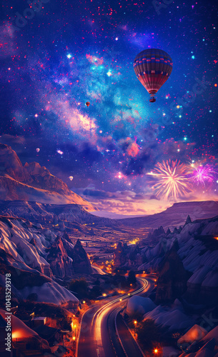 Valley under the fantasy nebula