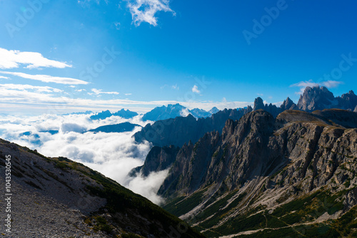 View of Dolomites in Tre Cime, Italy