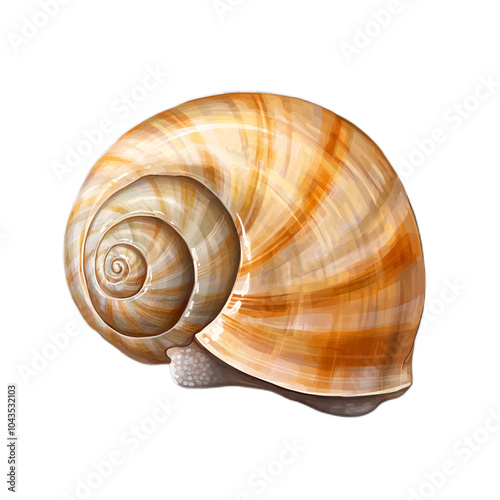 Cute Sea Snail with Spiral Shell on a Tranquil Beach