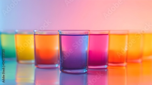 Vibrant Gradient of Rainbow-Hued Gelatin Shot Glasses for Party and Beverages