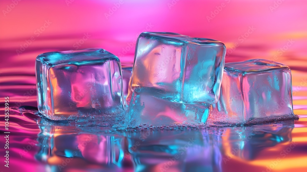 Mesmerizing Melting Metallic Gelatin Cubes with Vibrant Reflections and Futuristic Glow Mesmerizing Melting Metallic Gelatin Cubes with Vibrant Reflections and Futuristic Glow