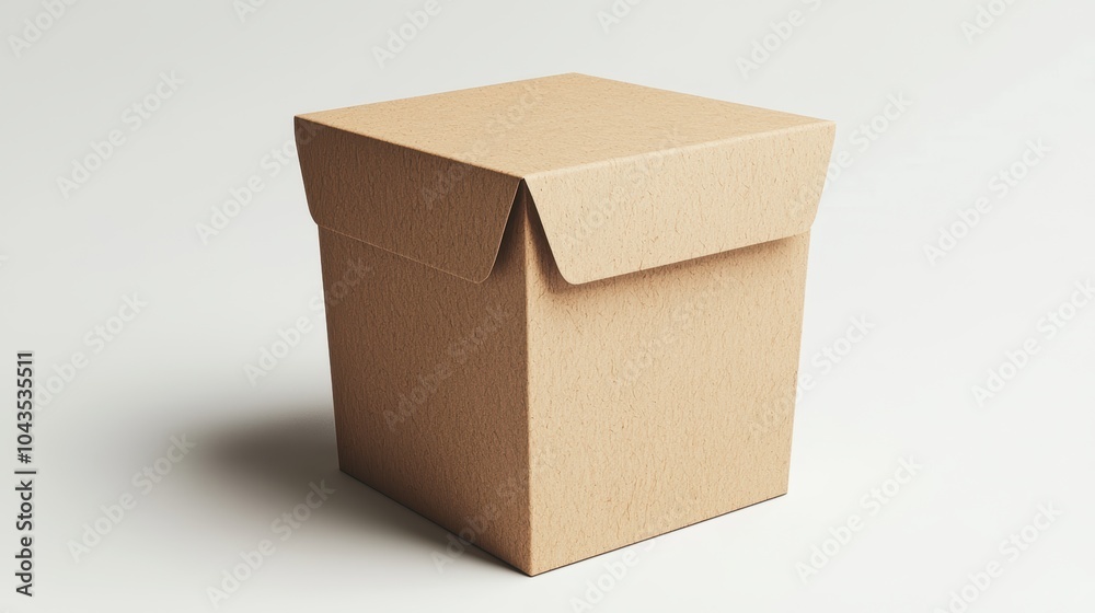 A cardboard box is sitting on a white background A cardboard box is sitting on a white background
