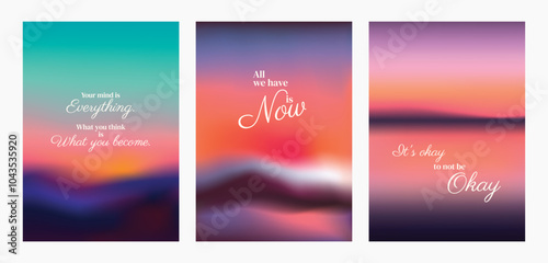 Inspirational posters with motivational quotes. Vibrant, motivational quotes, and inspirational messages. Motivational and inspirational designs. Pink sky positivity quote poster template vectors.