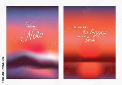 Inspirational posters with motivational quotes. Vibrant sunset backgrounds. Motivational quotes inspire positivity. Vibrant motivational impact. Pink sky positivity quote poster template vectors.