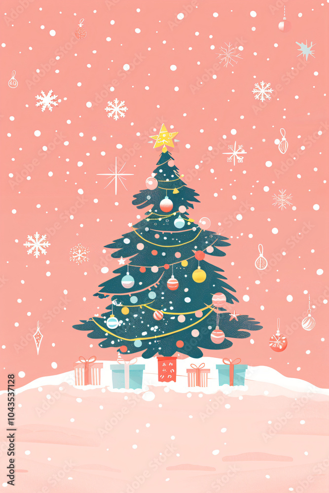 Obraz premium Winter modern alternative christmas tree made from many colorful gift boxes. Festive xmas and New Year holiday season banner and greeting card with copy space. Minimalism. creative composition concept