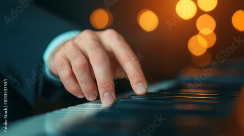 Close Up of Hand Playing Piano Keys