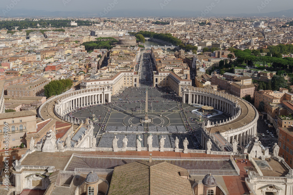 St. Peter's Square seen from Cupola of St. Peter's Basilica. Rome, Italy