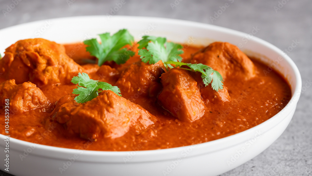 Spicy Reddish Chicken Curry or red Murgh Masala or korma. Indian non-vegetarian food. selective focus. Spicy Reddish Chicken Curry or red Murgh Masala or korma. Indian non-vegetarian food. selective focus.