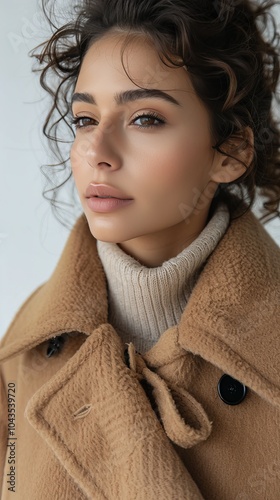 Woman in Brown Jacket and White Scarf