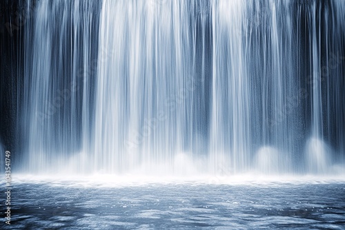 Serene Waterfall with Smooth Water Flowing Down a Dam