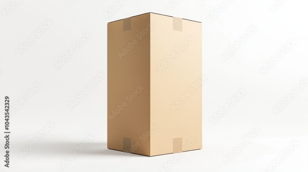 A cardboard box is sitting on a white background A cardboard box is sitting on a white background