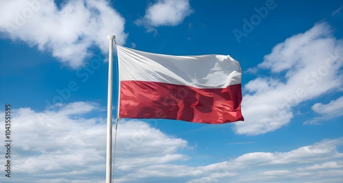 Poland flag flowing in the air Close-up portrait. Poland Independence Day photo-realistic