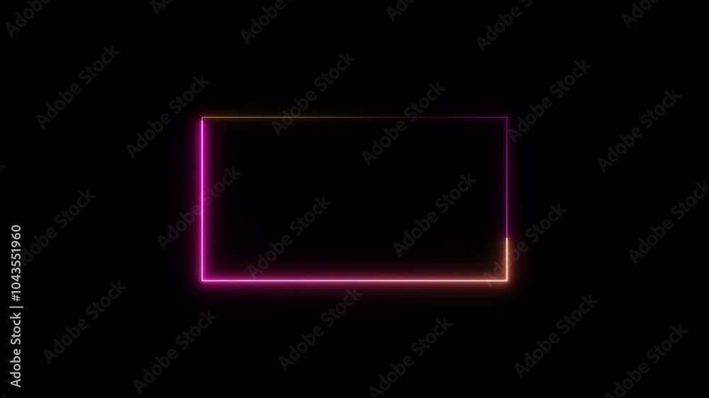 abstract Glowing Neon light frame rectangle loading icon background in 4k video animation. abstract Glowing Neon light frame rectangle loading icon background in 4k video animation.