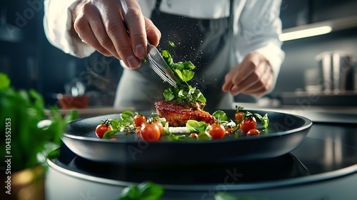 Gourmet plating with fresh herbs