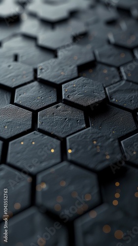 Closeup View of Cracked and Glowing Hexagon Pavement