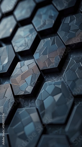 Closeup View of Cracked and Glowing Hexagon Pavement