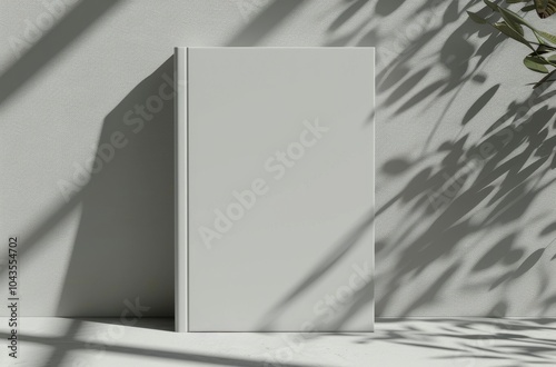 Blank White Book Mockup With Sunlight and Leaf Shadows