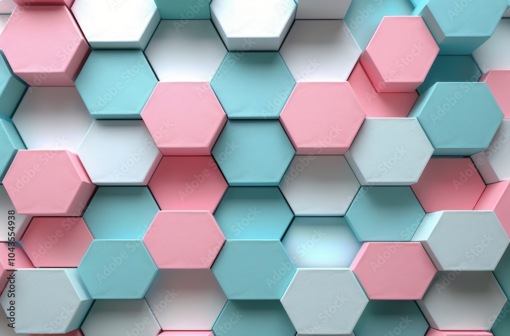 Pink, Blue, and White Hexagon Pattern Background Pink, Blue, and White Hexagon Pattern Background