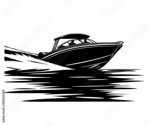 silhouette of a speedboat