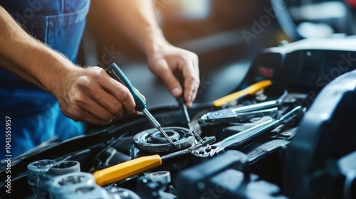 Mechanic Inspecting Car Suspension System