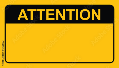 Black and yellow caution board. attention sign. blank warning background. attention icon for banner or signboard. hazard warning caution board. vector illustration