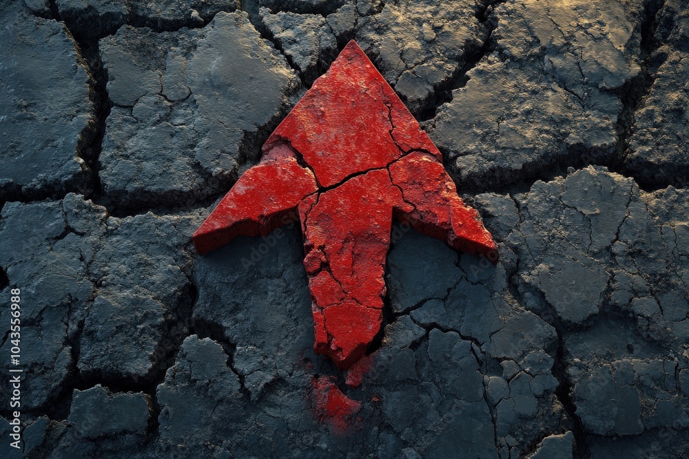 Arrow Pointing Down. Digital Graphic of Red Arrow Showing Downward Direction Arrow Pointing Down. Digital Graphic of Red Arrow Showing Downward Direction